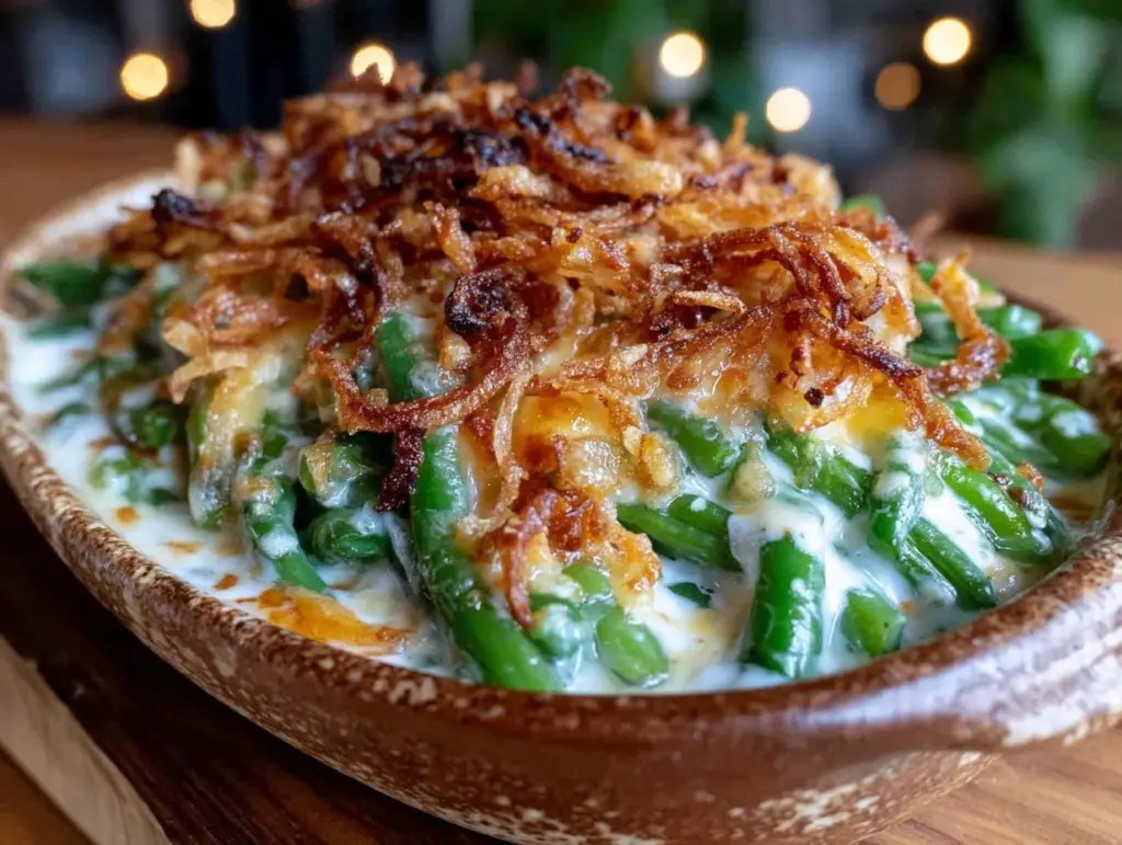 crispy spring green bean casserole - featured image