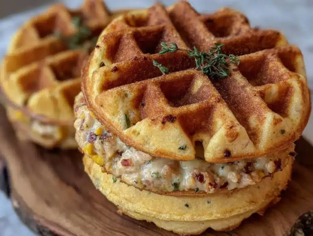crispy stuffing waffles - featured image