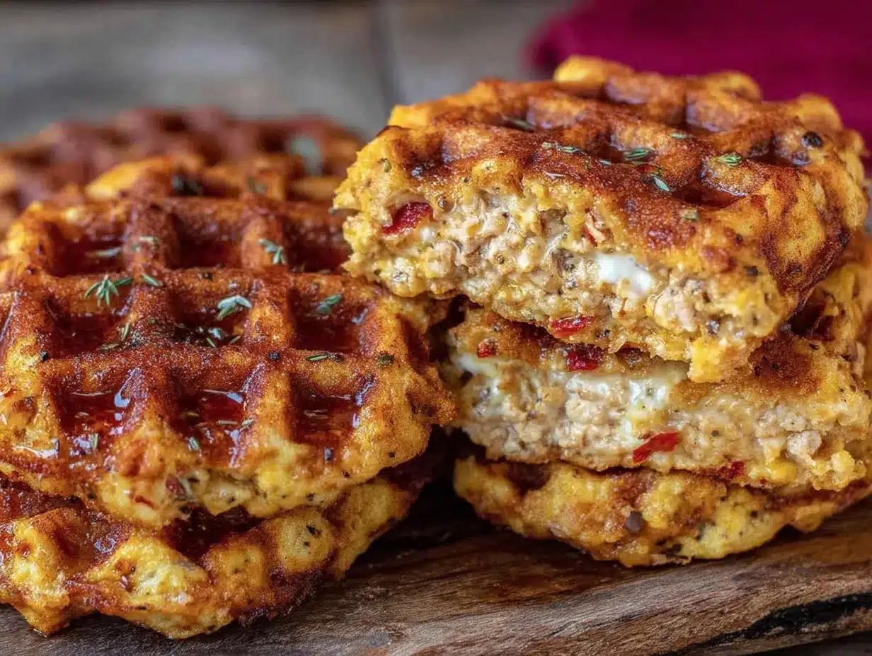 crispy stuffing waffles preparation steps