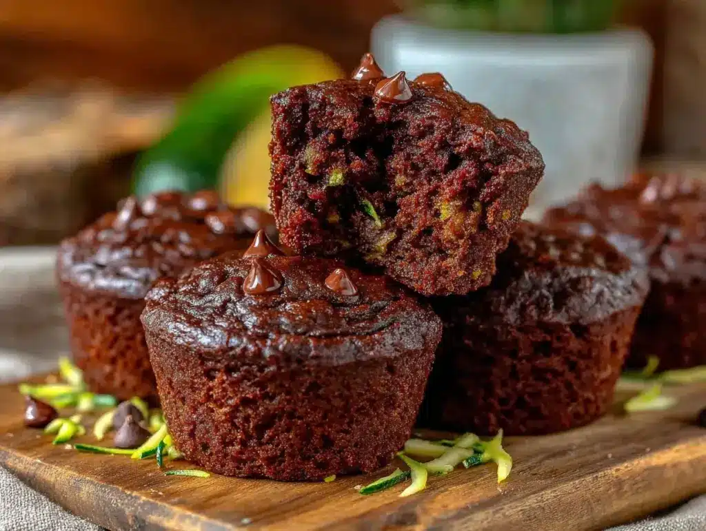 double chocolate zucchini muffins - featured image