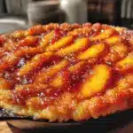 easy cast iron peach cobbler - featured image