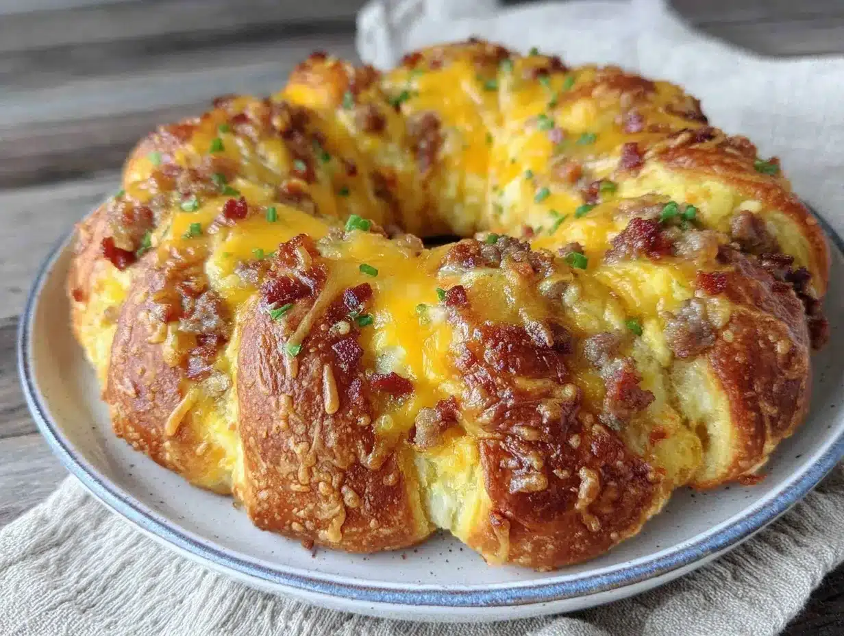 easy cheesy crescent roll breakfast ring preparation steps