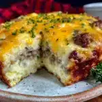 easy cheesy crockpot breakfast casserole - featured image