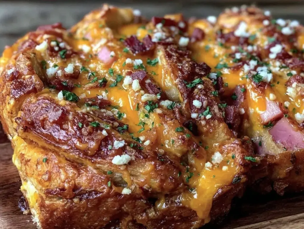 easy cheesy ham and cheese croissant bake - featured image
