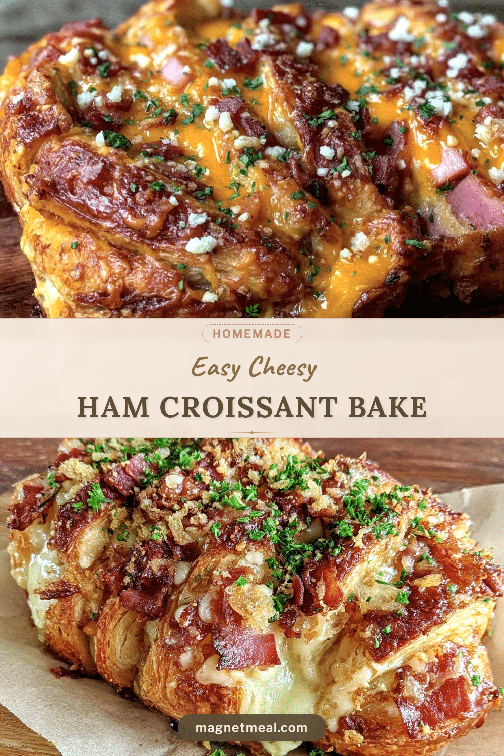 easy cheesy ham and cheese croissant bake recipe