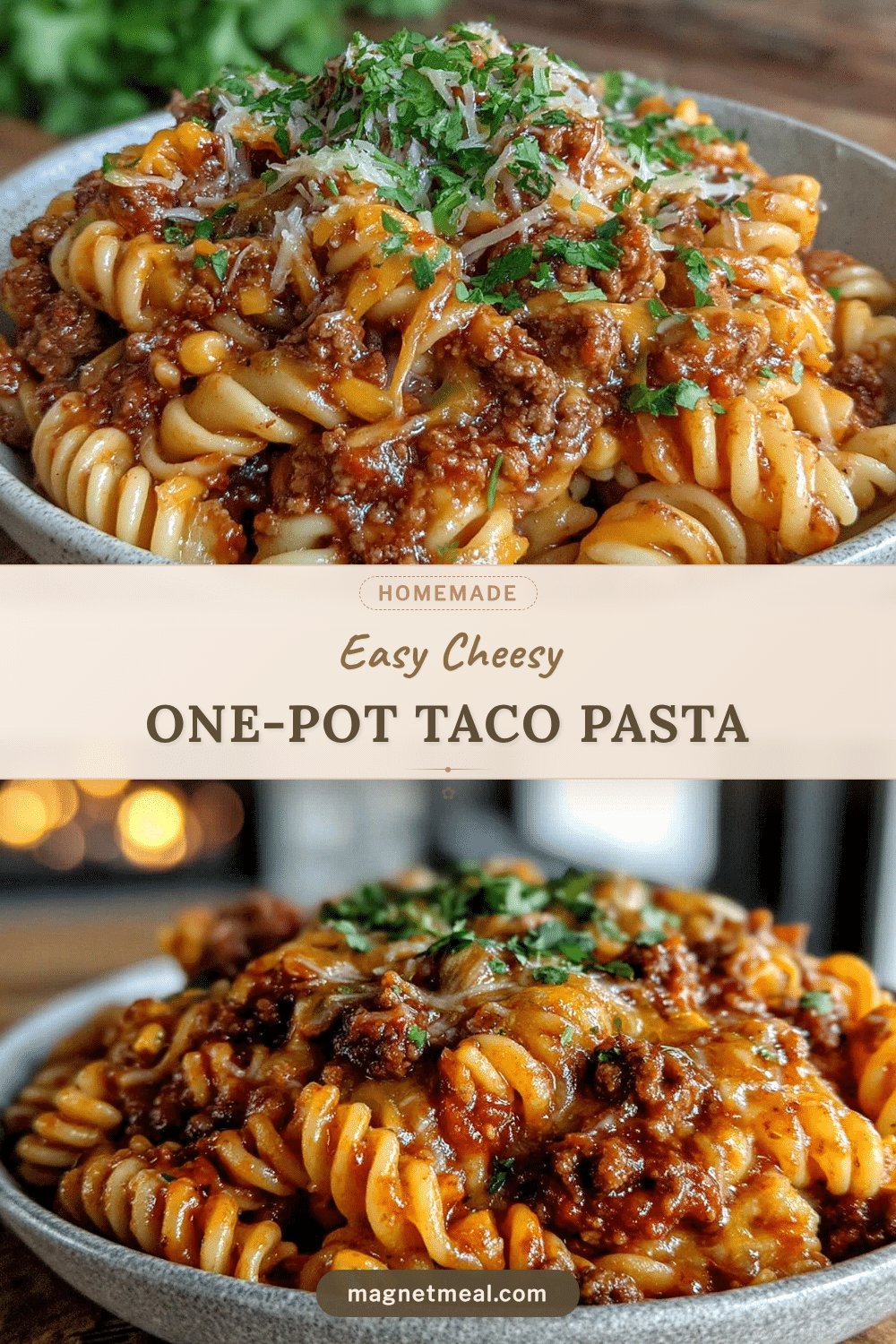Easy Cheesy One-Pot Taco Pasta recipe