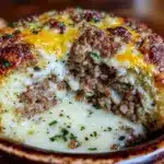 Easy Cheesy Sausage Gravy Breakfast Bake - featured image