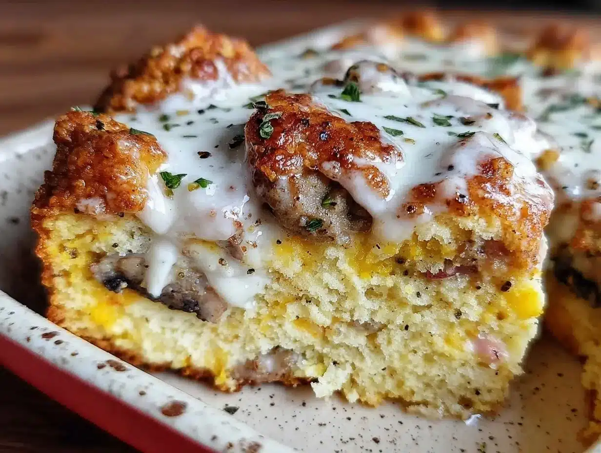 Easy Cheesy Sausage Gravy Breakfast Bake preparation steps