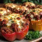 easy cheesy stuffed bell peppers - featured image