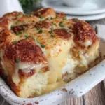 easy creamy eggs benedict casserole - featured image