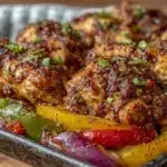 easy crispy sheet pan fajita chicken - featured image