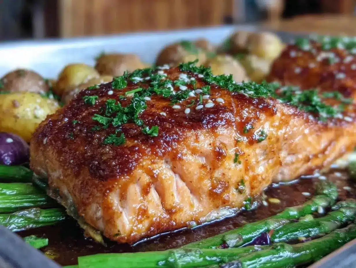 easy crispy sheet pan honey mustard salmon preparation steps