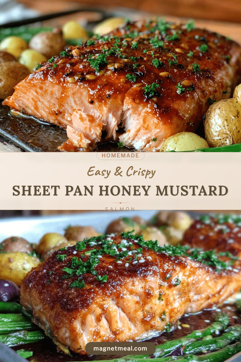 easy crispy sheet pan honey mustard salmon recipe