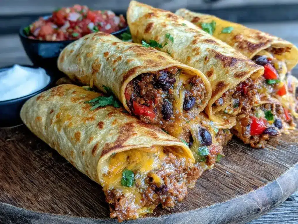 easy make-ahead beef and bean burritos - featured image