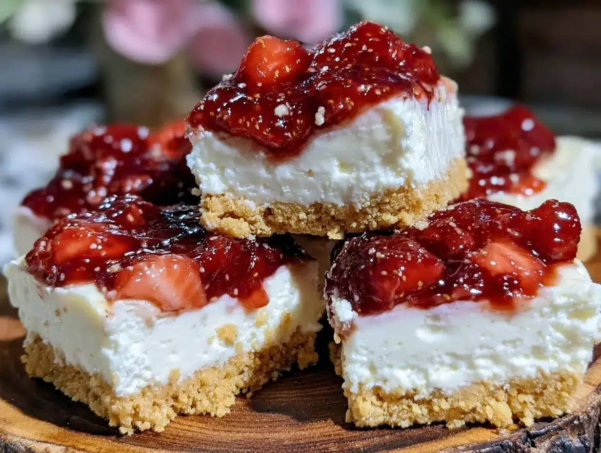 easy no bake strawberry cheesecake bars preparation steps