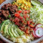 flavorful taco bowl with cilantro lime rice - featured image