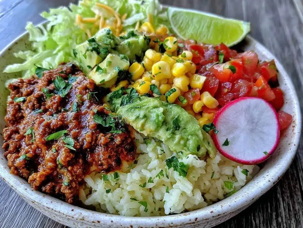 flavorful taco bowl with cilantro lime rice preparation steps