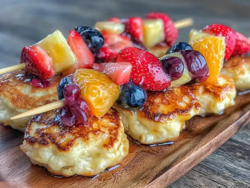 fluffy mini pancake skewers - featured image