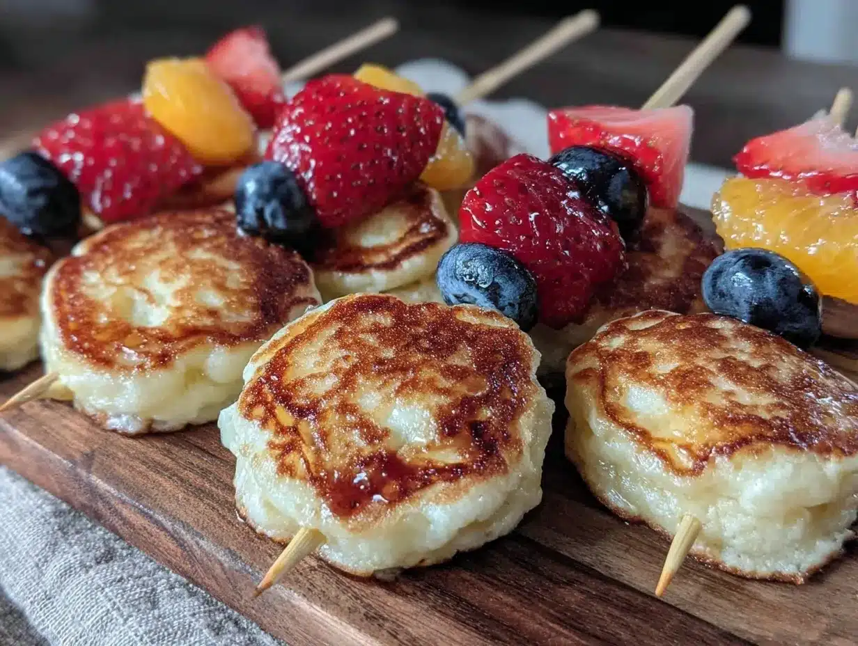 fluffy mini pancake skewers preparation steps