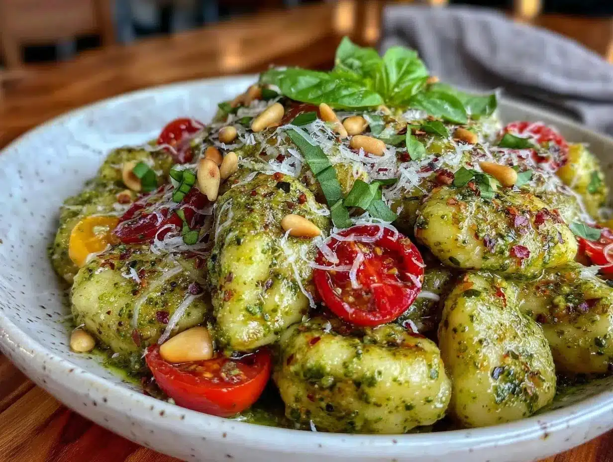 fresh creamy pesto gnocchi preparation steps