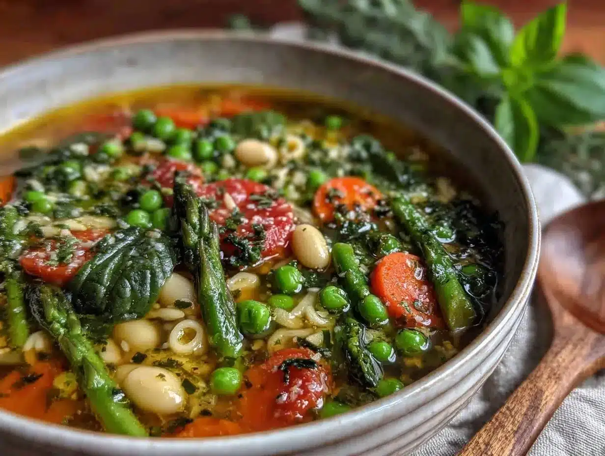 fresh spring minestrone soup preparation steps