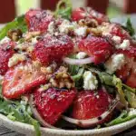 fresh strawberry arugula salad - featured image