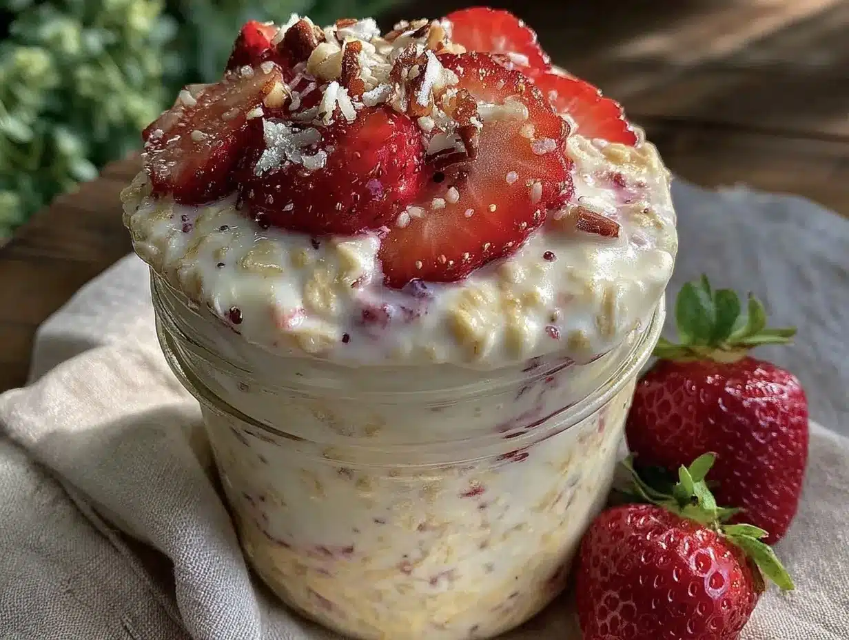 fresh strawberry overnight oats preparation steps