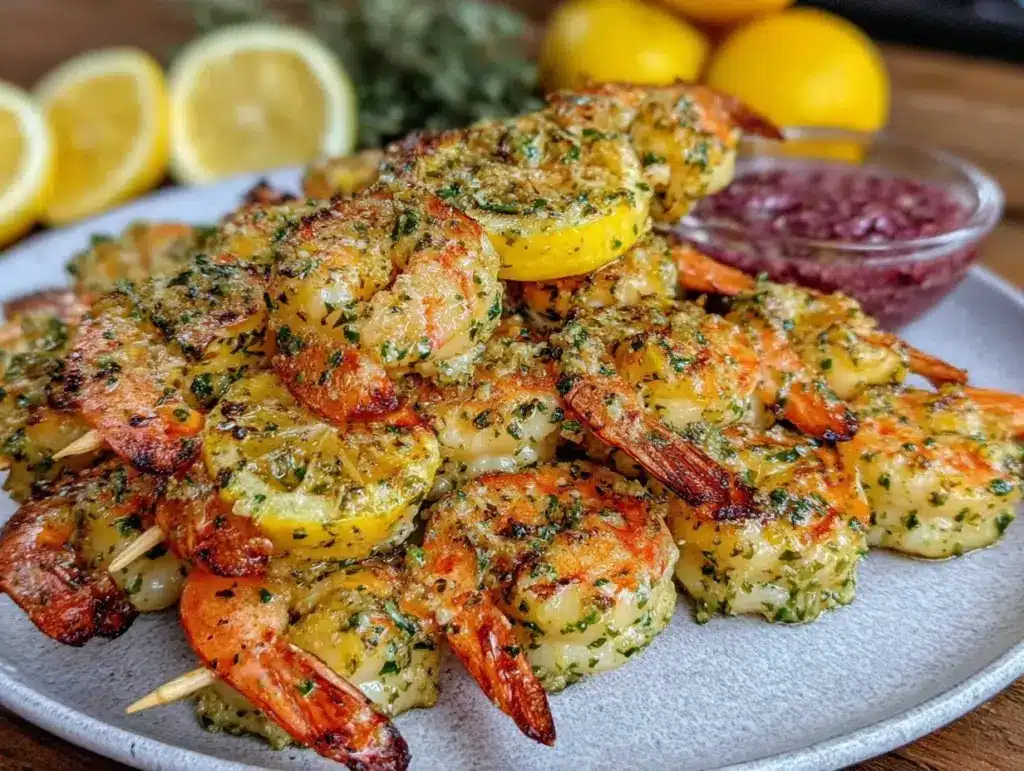 grilled lemon herb shrimp skewers - featured image