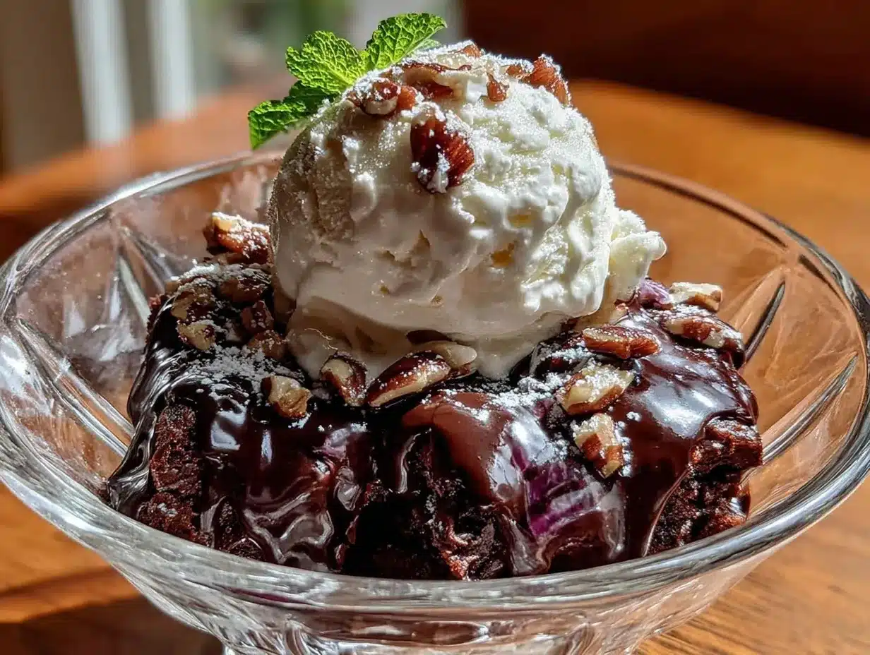 hot fudge brownie sundae preparation steps