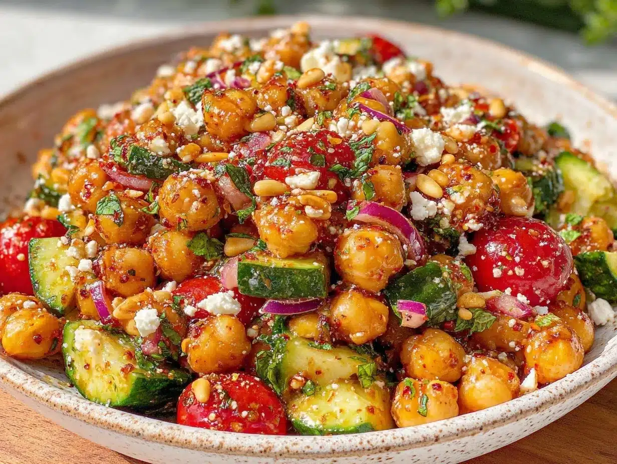 Mediterranean chickpea salad preparation steps