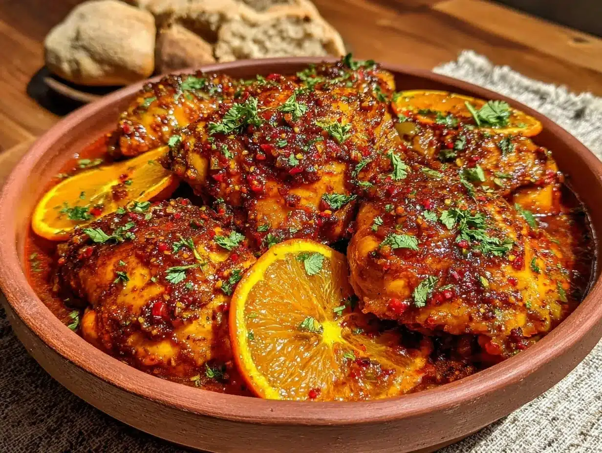 Moroccan chicken tagine preparation steps