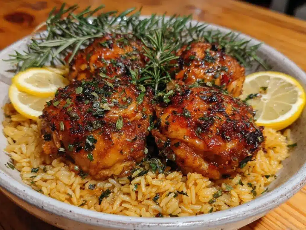 one-pot lemon herb chicken and rice - featured image