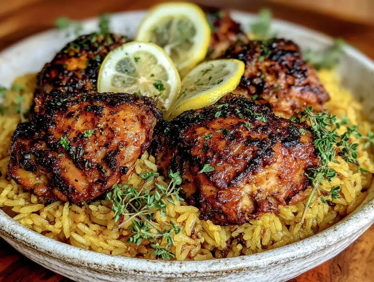 one-pot lemon herb chicken and rice preparation steps