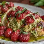 pesto chicken with roasted tomatoes - featured image