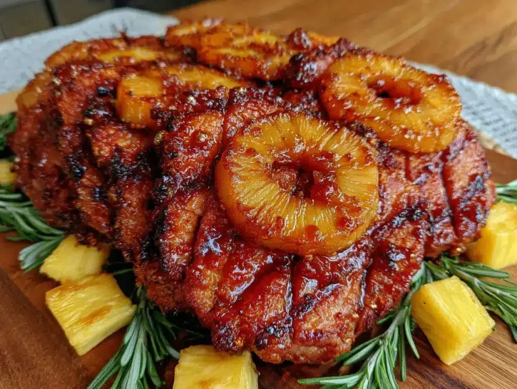 pineapple glazed ham steaks - featured image
