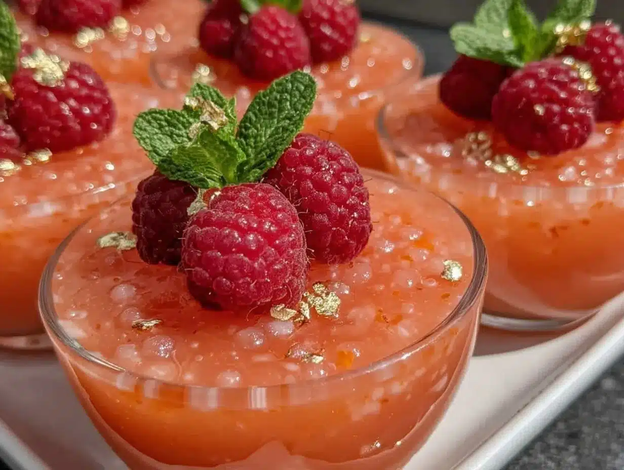 pink champagne jello cups preparation steps
