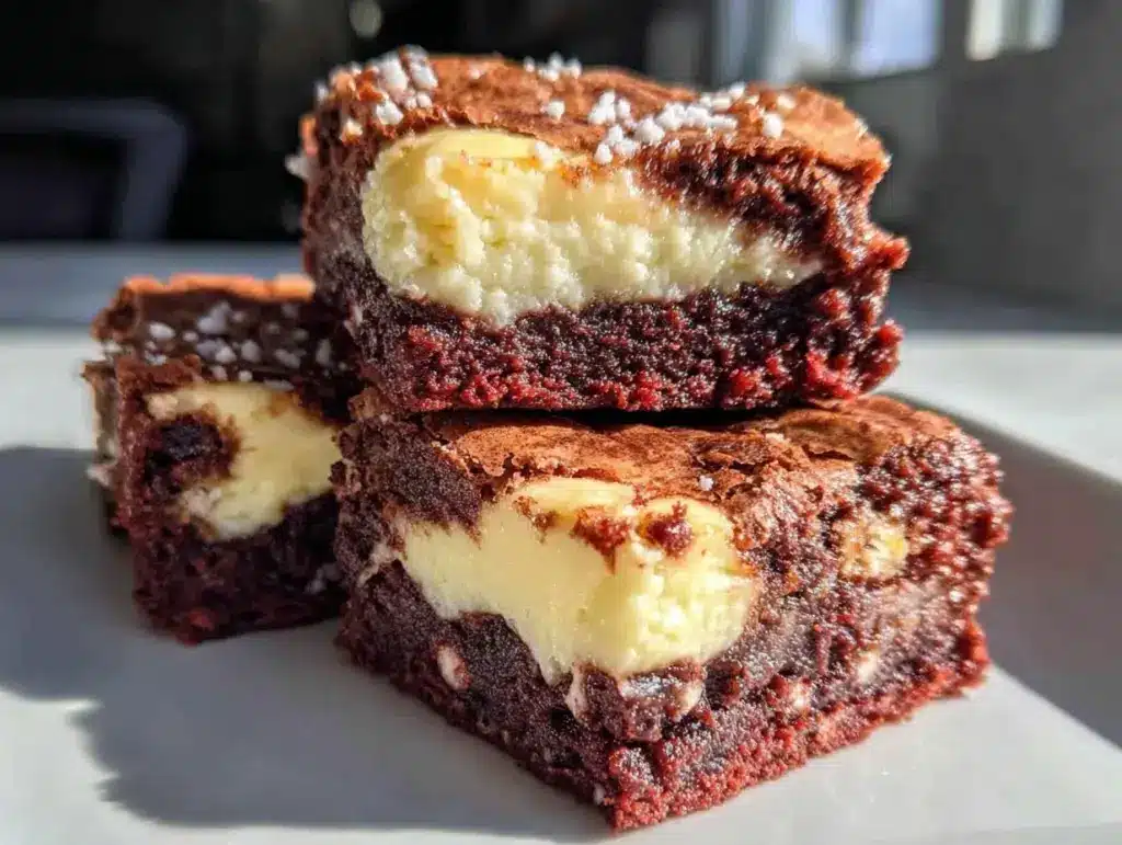 red velvet cheesecake swirl brownies - featured image