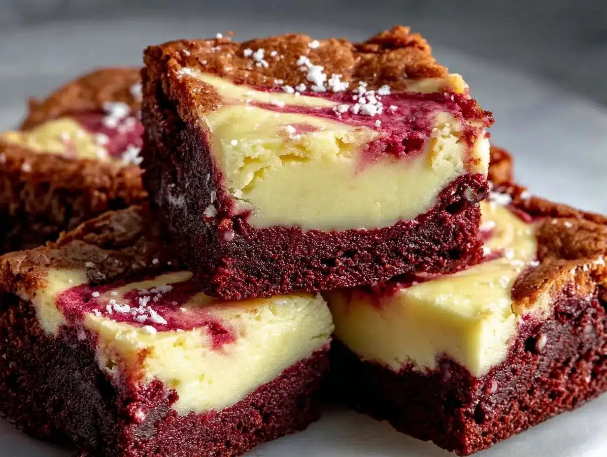 red velvet cheesecake swirl brownies preparation steps