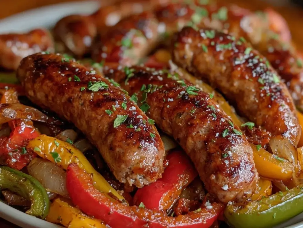 sheet pan sausage and peppers - featured image