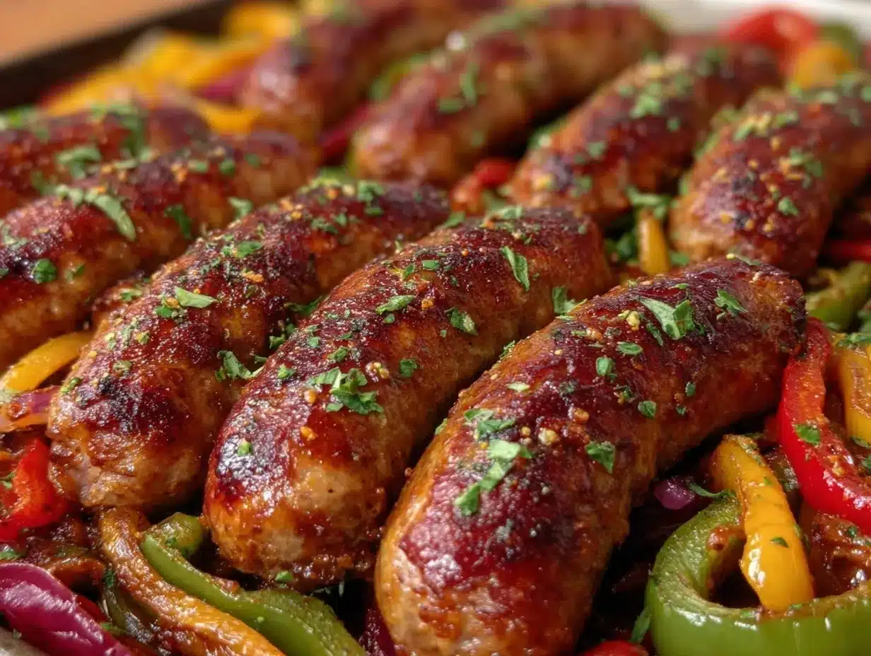 sheet pan sausage and peppers preparation steps