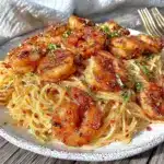 shrimp scampi with angel hair pasta - featured image