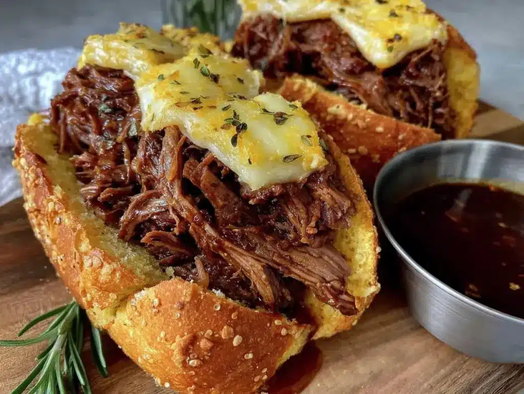 slow cooker french dip sandwiches - featured image