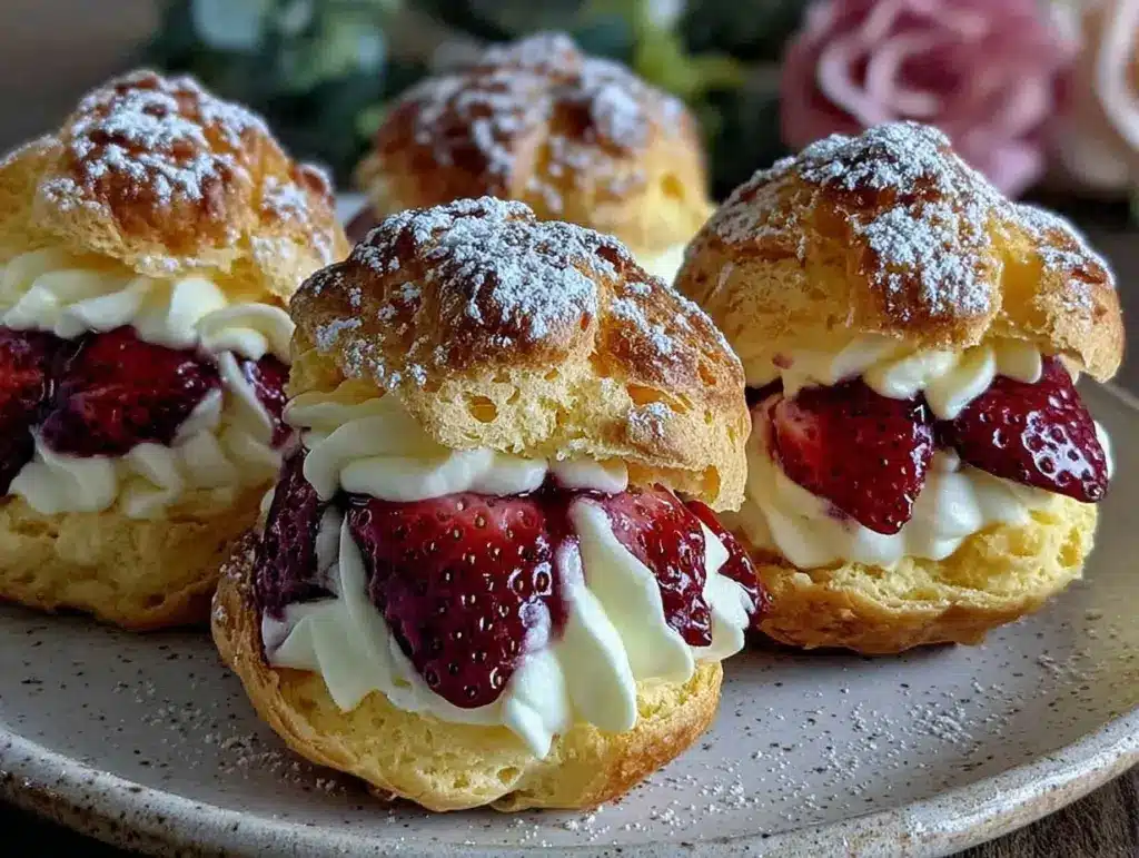 strawberry cream puffs - featured image