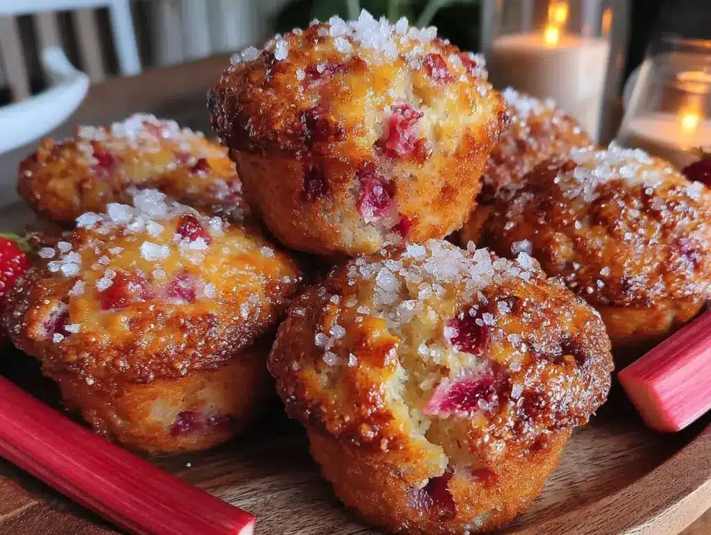 strawberry rhubarb muffins - featured image