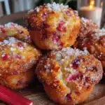 strawberry rhubarb muffins - featured image