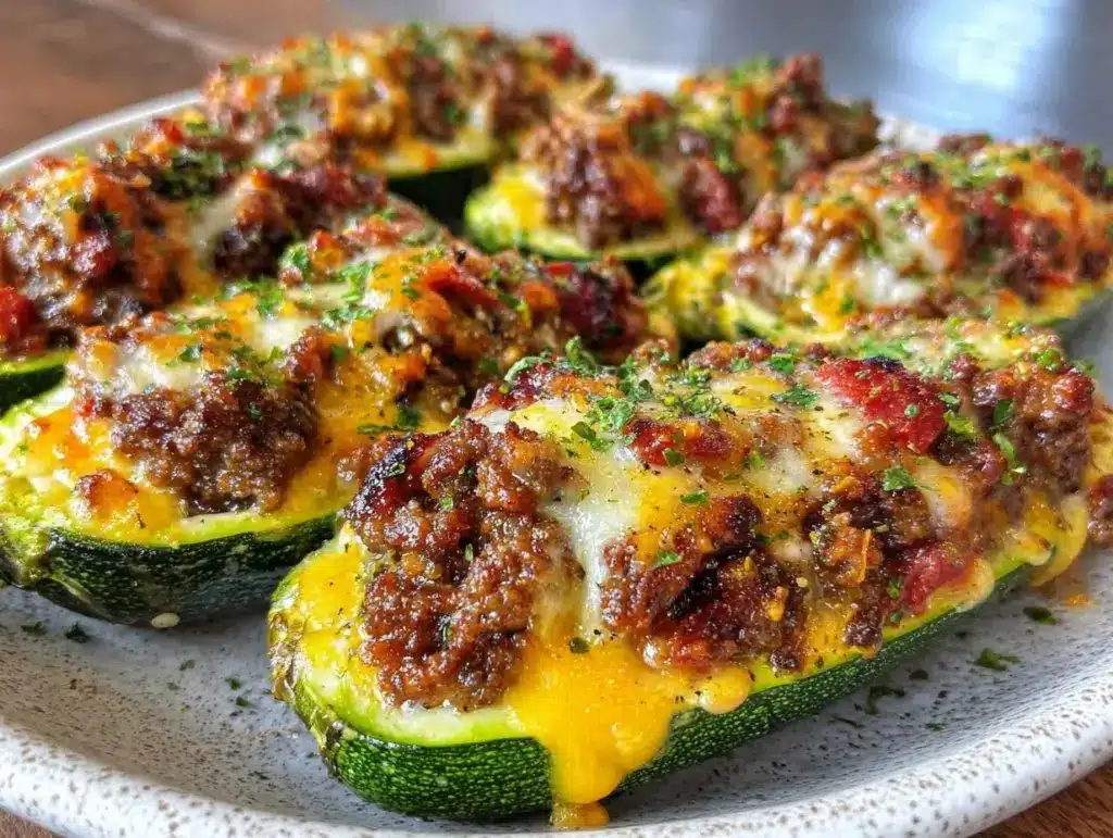 stuffed zucchini boats recipe - featured image