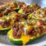 stuffed zucchini boats recipe - featured image