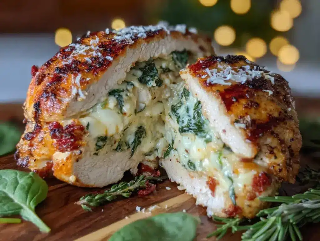 tender stuffed chicken breast with spinach and cheese - featured image
