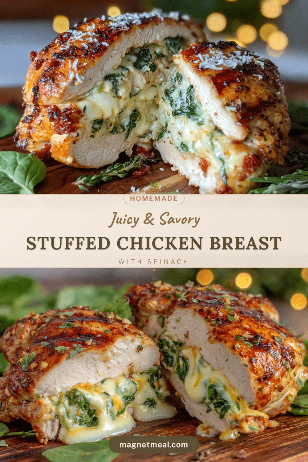tender stuffed chicken breast with spinach and cheese recipe