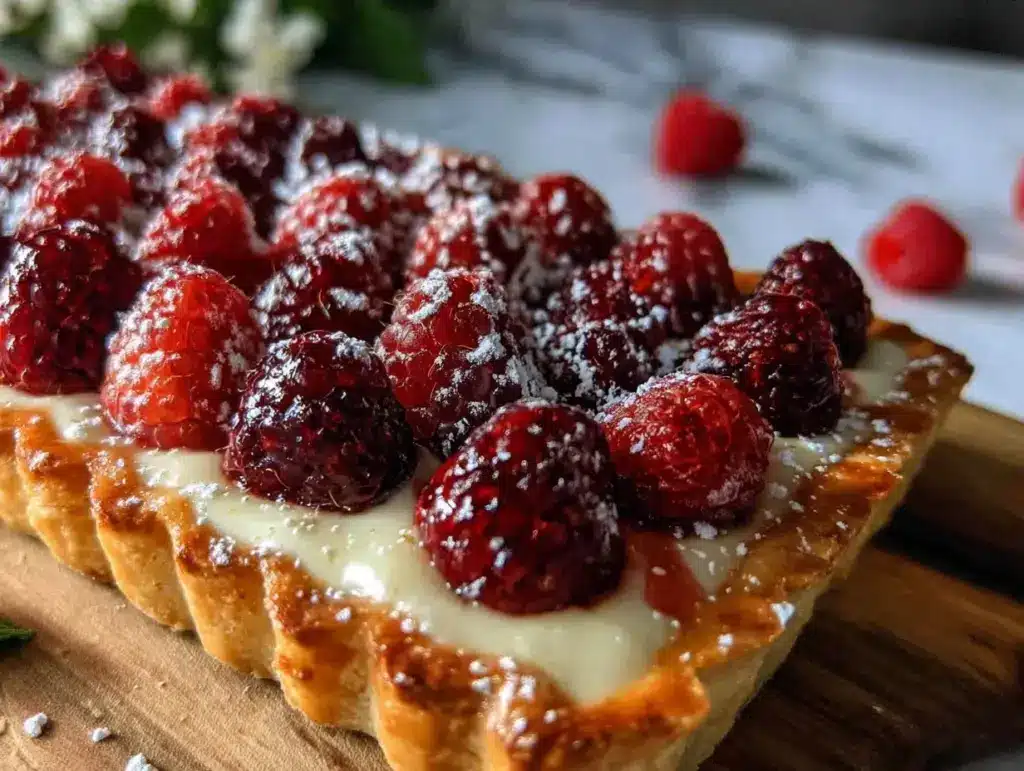 white chocolate raspberry tart - featured image